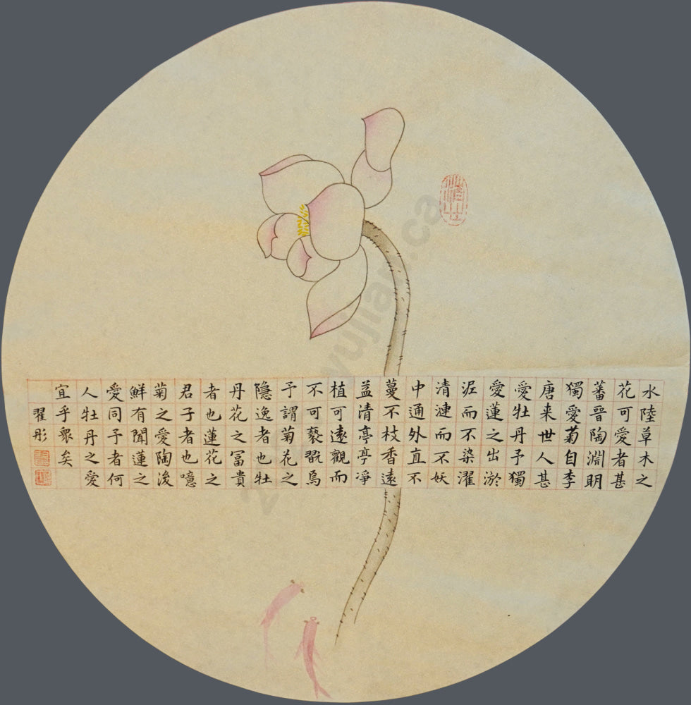 “On Loving the Lotus” Small Regular Script by Zhai Tong
